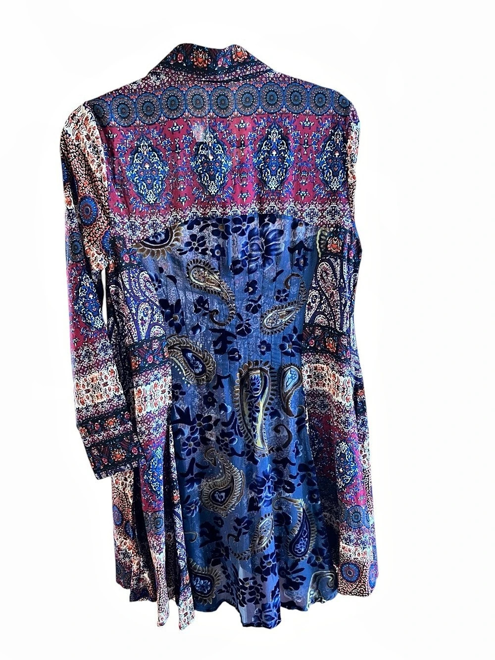 Aratta Silent Journey Boho Velvet Burnout Mixed Print Tunic Top S Lagenlook - Picture 3 of 7